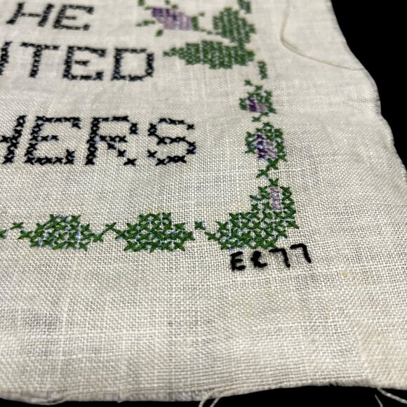 VTG 1970s Cross Stitch Sampler God Can't Be Everywhere So He Invented Mothers - Picture 3 of 5